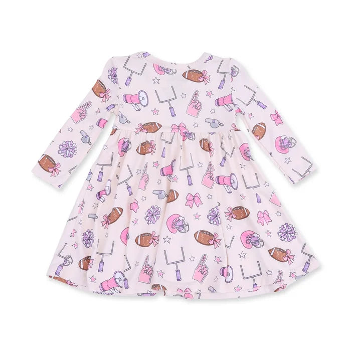 Angel Dear Football Cheer - Twirly Long Sleeve Dress with Bike Short