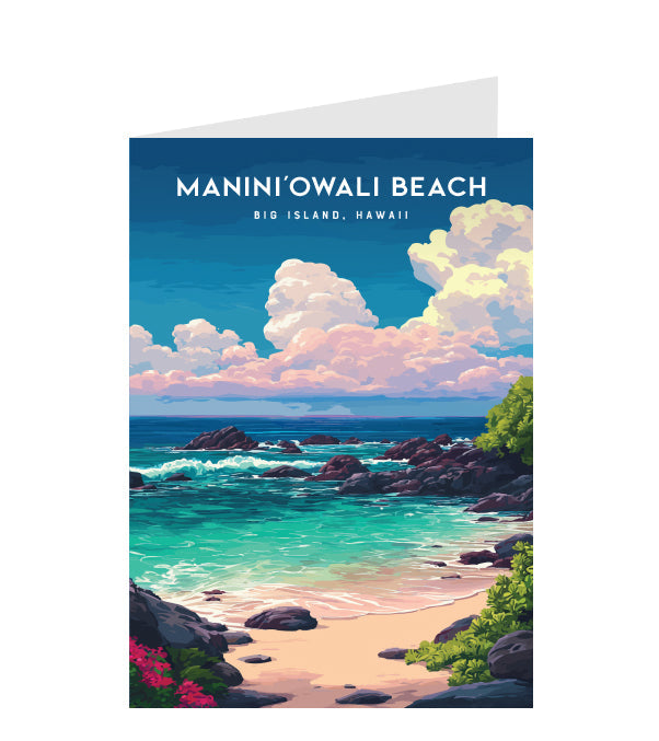 Greeting Card "Maniniʻowali Beach, Big Island" Hawaii Travel Art
