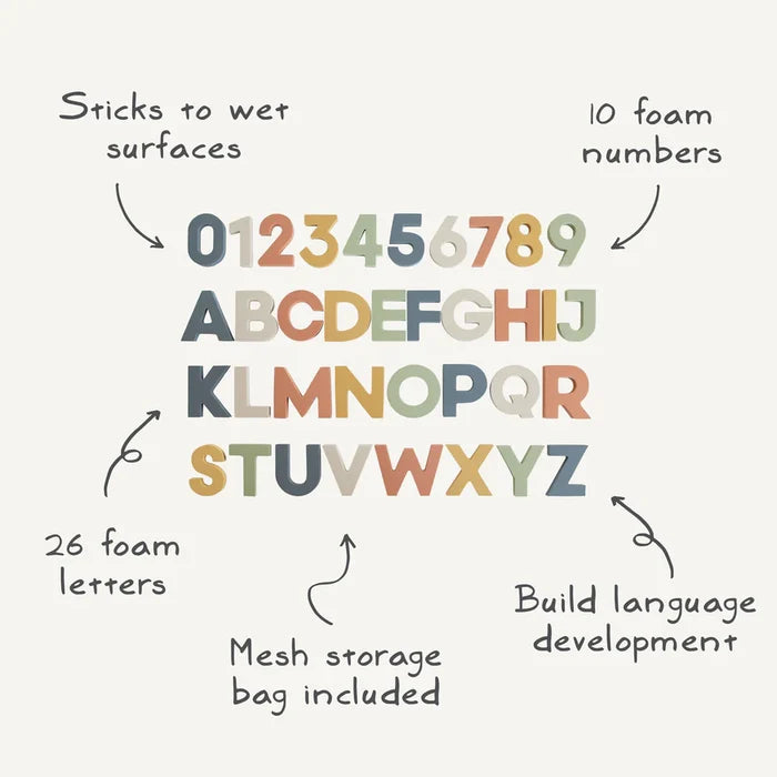 Mushie Letters & Numbers Bath Play Set - Sol