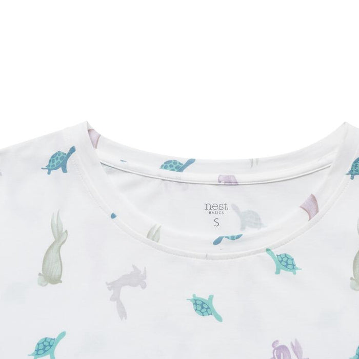 Nest Designs Women's Bamboo Jersey Short Sleeve PJ Set - The Tortoise & The Hare
