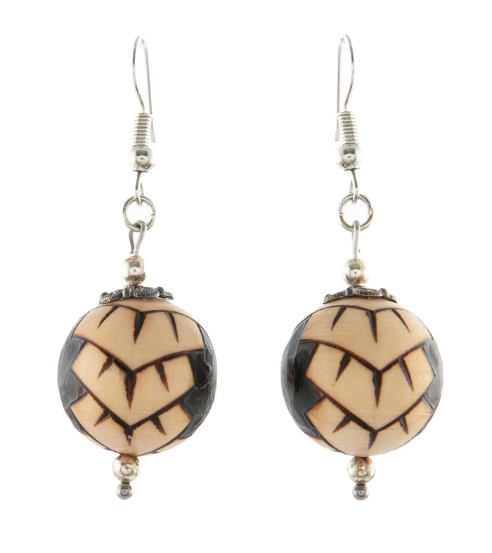 Pyrography Earrings - Medium Beads