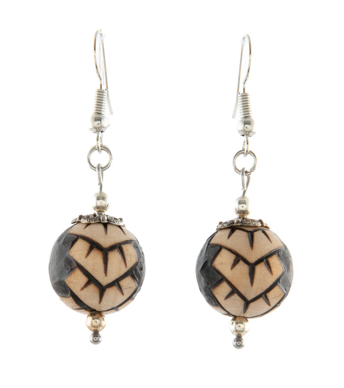 Pyrography Earrings - Small Beads