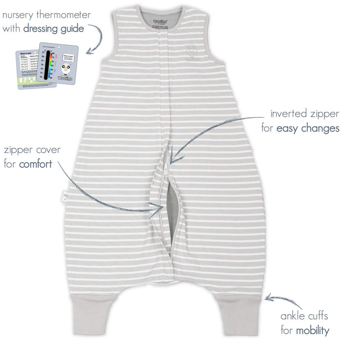 >Woolino Merino Wool 4 Season Baby Sleep Bag with FEET opening - Birch Gray