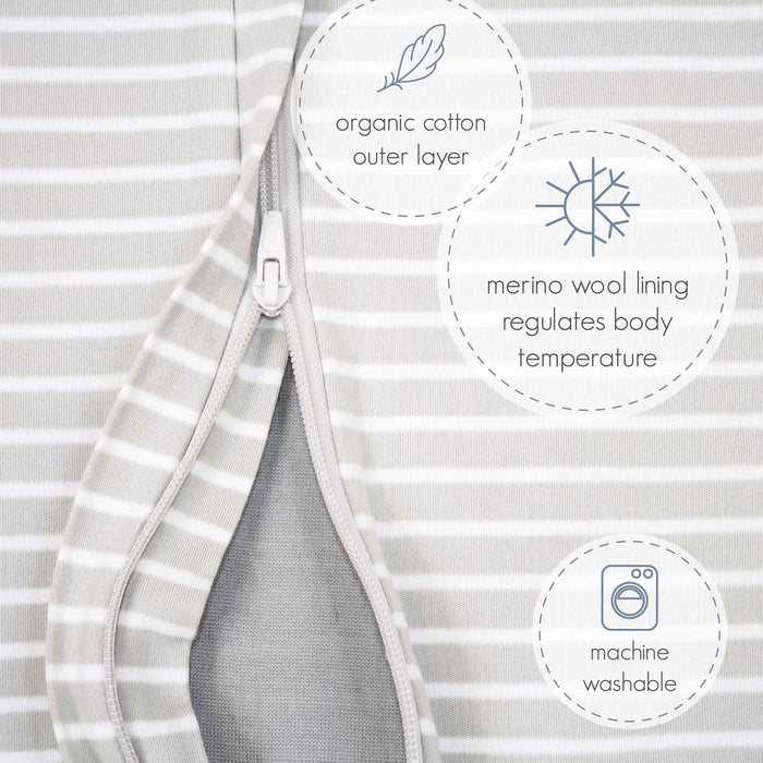 >Woolino Merino Wool 4 Season Baby Sleep Bag with FEET opening - Birch Gray